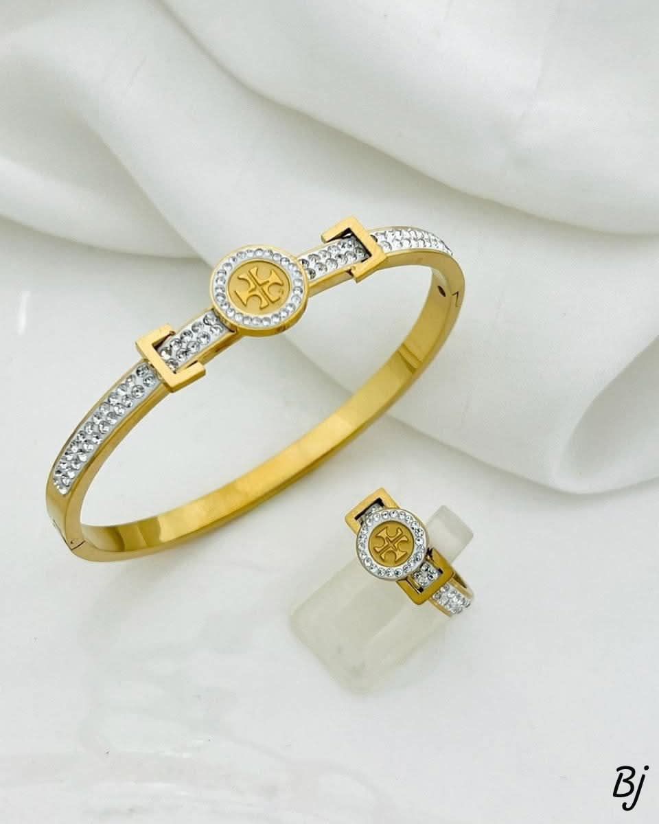 BANGLE AND RING SET ( SILVER 925 ITALY / GOLD  COATED )