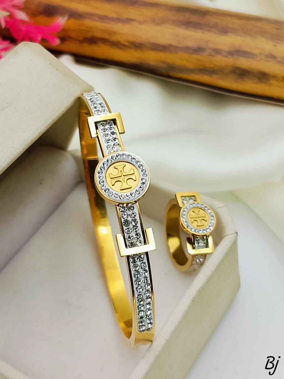 BANGLE AND RING SET ( SILVER 925 ITALY / GOLD  COATED )