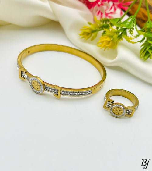 BANGLE AND RING SET ( SILVER 925 ITALY / GOLD  COATED )