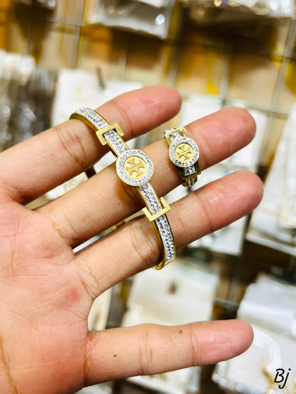 BANGLE AND RING SET ( SILVER 925 ITALY / GOLD  COATED )