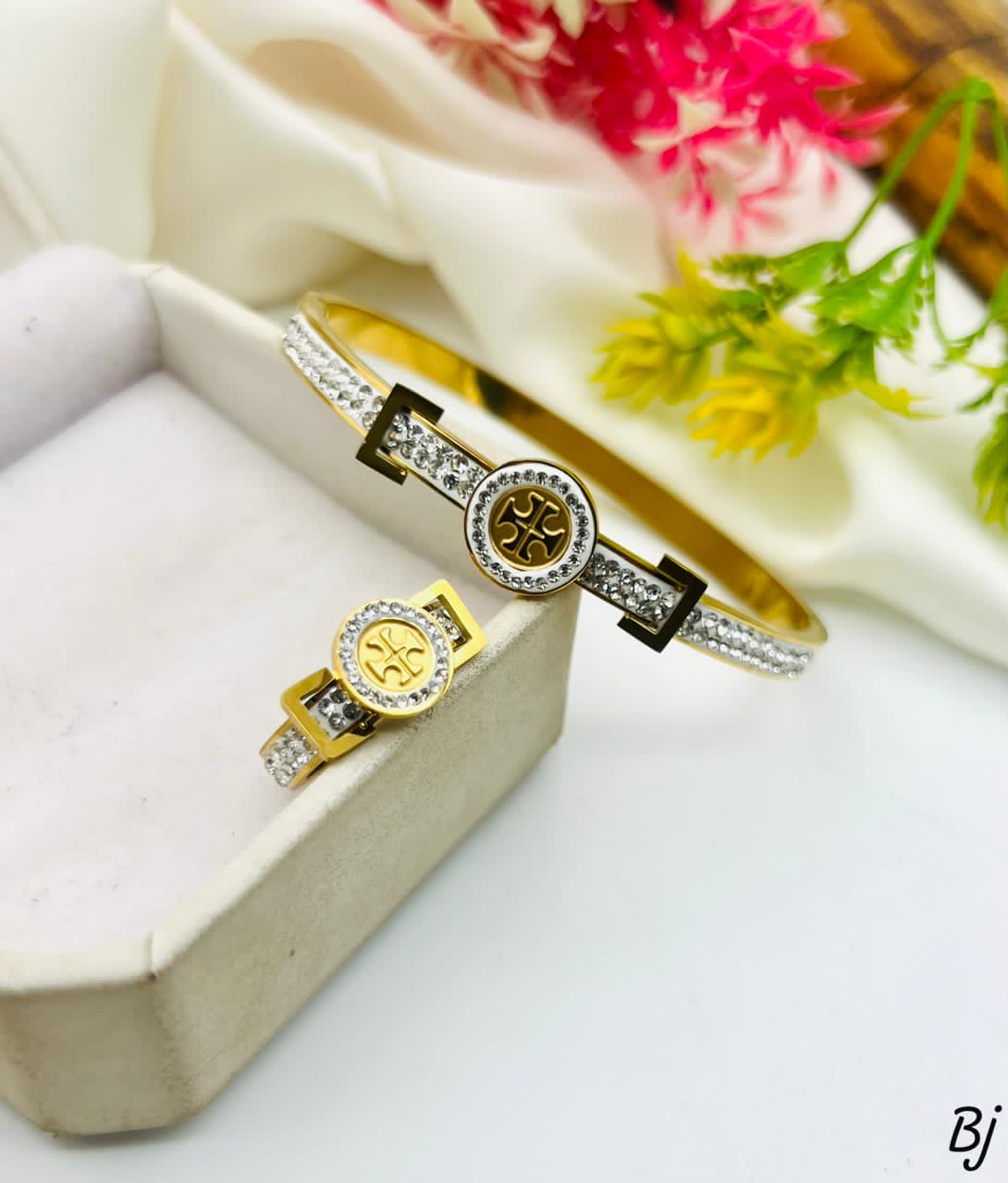 BANGLE AND RING SET ( SILVER 925 ITALY / GOLD  COATED )
