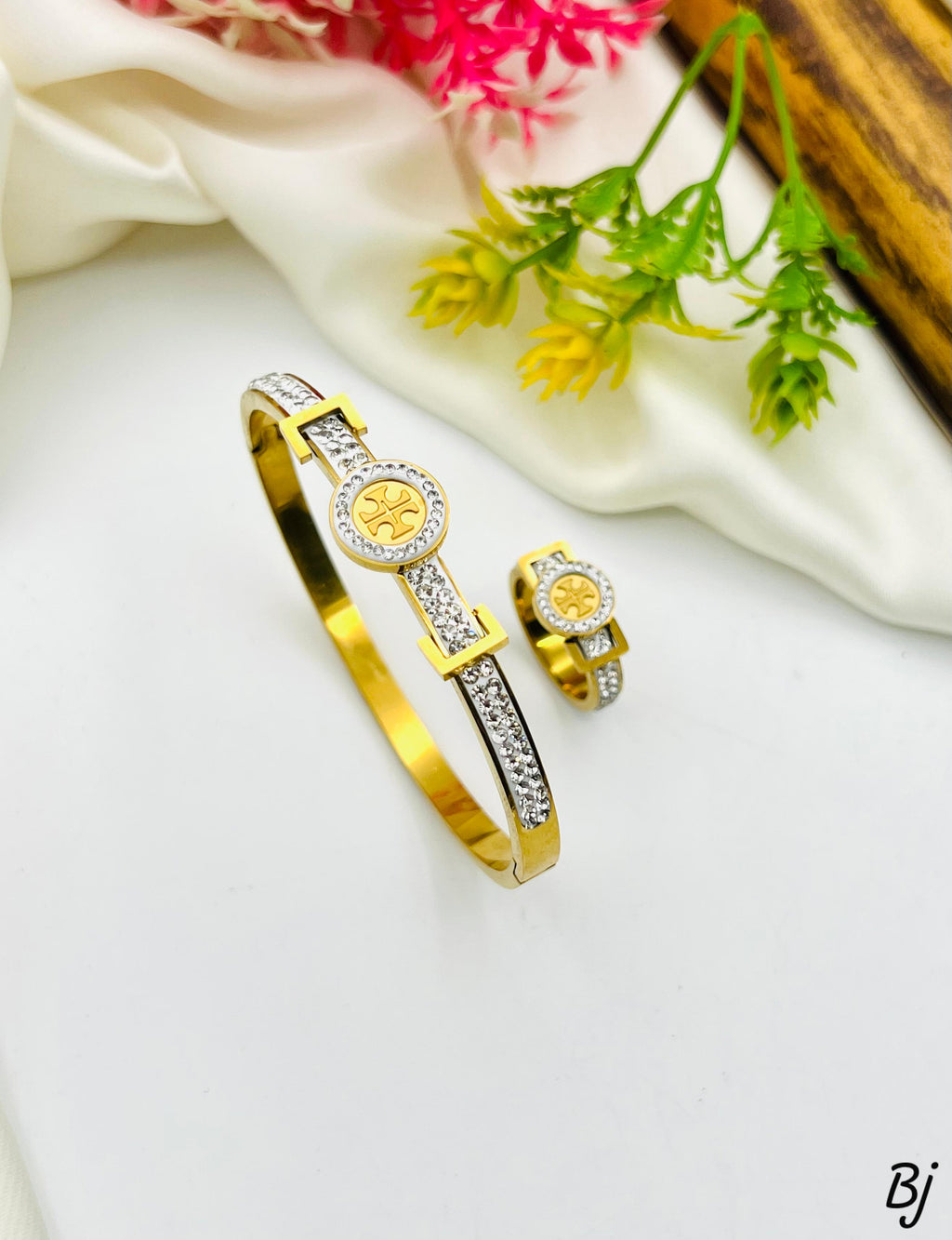 BANGLE AND RING SET ( SILVER 925 ITALY / GOLD  COATED )