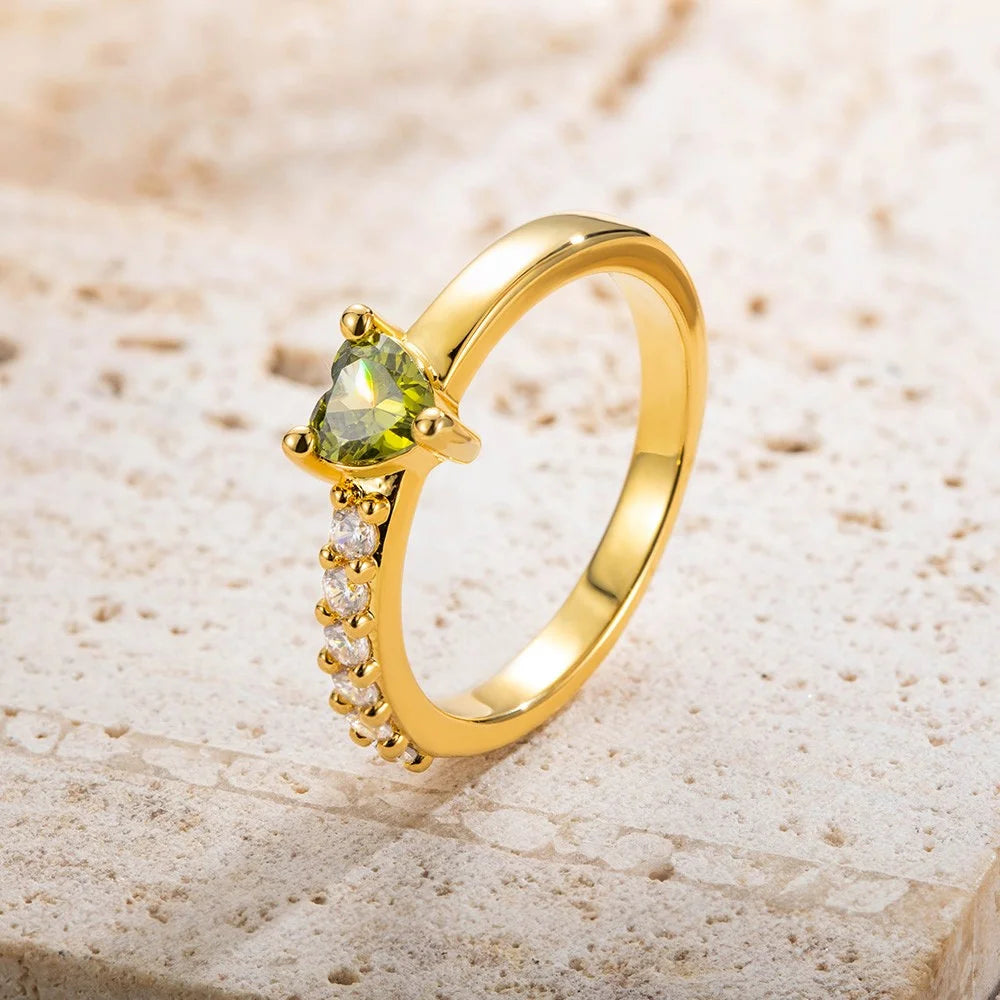 Custom 1-3 Heart Birthstone Name Ring, Personalized Family Ring, Birthday/Mother's Day Gift for Mom/Wife/Grandma/Family